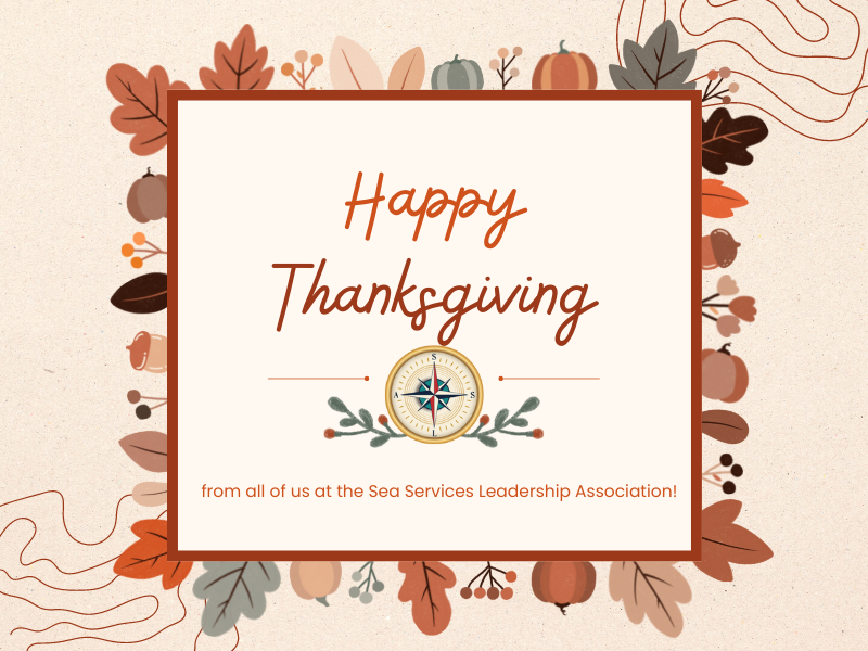 SeaServiceLead's tweet photo. From all of us at the Sea Services Leadership Association, Happy #Thanksgiving!

To all of our members and supporters -- we are grateful for you! https://t.co/2WixjS7nRf