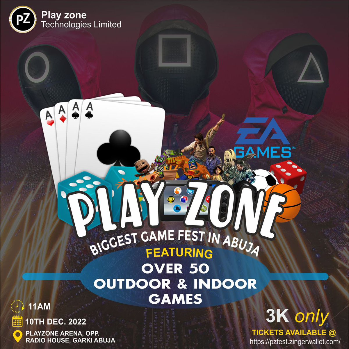 Abuja are you ready!!! Playzone is bringing the biggest gaming fest to you.With only 3k gate fee you get to play all our games,from Lifesize,indoors, outdoor to any game you can think of.

Click the link in our bio to get your tickets today or visit Silver bird Cinema.