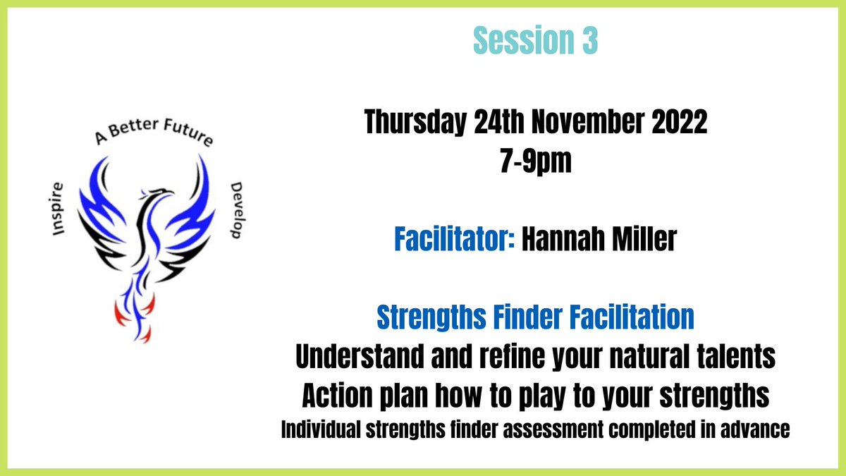 Looking forward to the third session for the second cohort on the Greater Manchester Phoenix GP Programme this evening.
Hannah Miller will be facilitating the session about finding your strengths.

It takes place from 7-9pm.

#PrimaryCare #PCFedNetwork #GPs