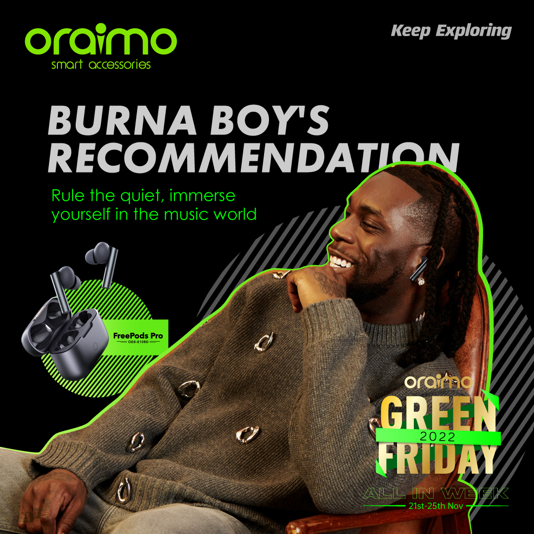 oraimo_ghana's tweet photo. 🦍If you have no idea what to get during the #oraimogreenfriday, you could see some Burna Boy's recommendations 😍
Use code🔥BurnaBoy🔥to get extra 10% OFF!
🛒Shop NOW: https://t.co/zNj8dtTgtw
#oraimo #oraimoexploringwithburna https://t.co/PQfZVLMfft