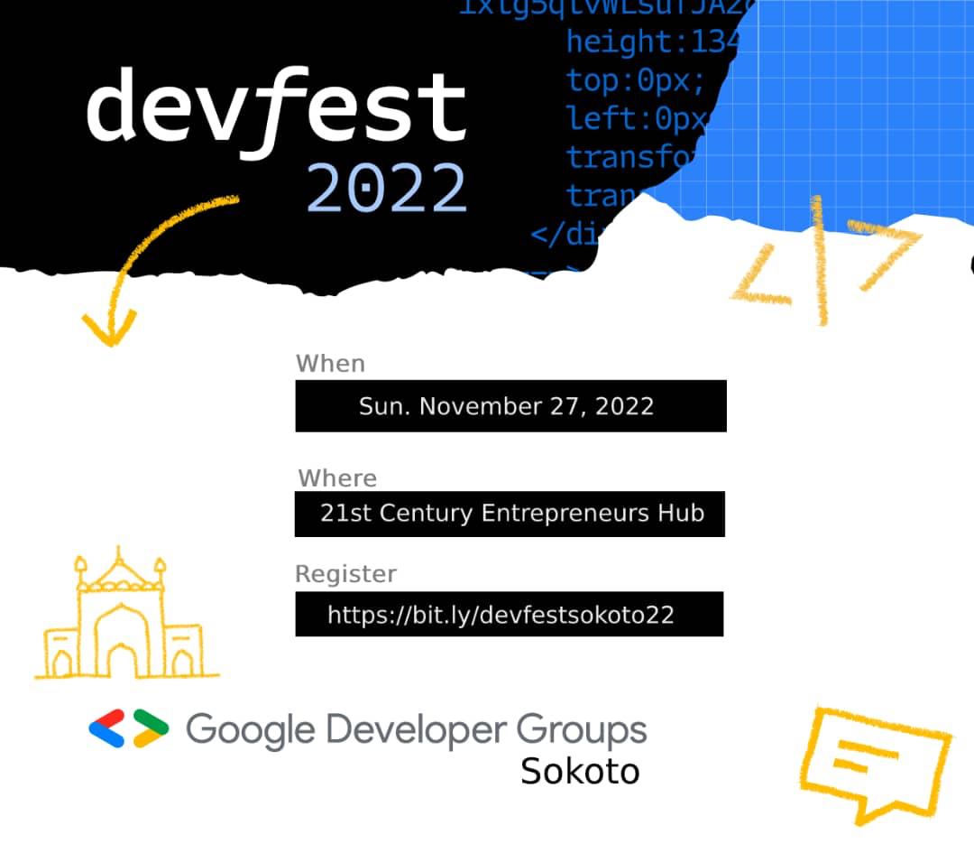 zabura2's tweet photo. Are you a tech enthusiasm or non tech person or wants to join d community or a career opportunities in ICT industry.. Here is a good opportunity for you. Join us as we go live in this year festival @#gdgsokoto where you will meet gr8t mind ppl topics etc https://t.co/GK3K7NqZbf https://t.co/hw8spq3EAj