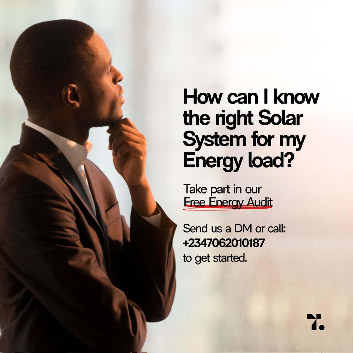 thetorchmarkgrp's tweet photo. We undertake an extensive and accurate energy audit to help you know your energy load.This is how we are able to design systems that stand the test of time.
For FREE!
Click the link in our bio or send us a DM to take part.
#Torchmark #energyaudit #energyaudits #solarsystem https://t.co/TI77XFRAtJ