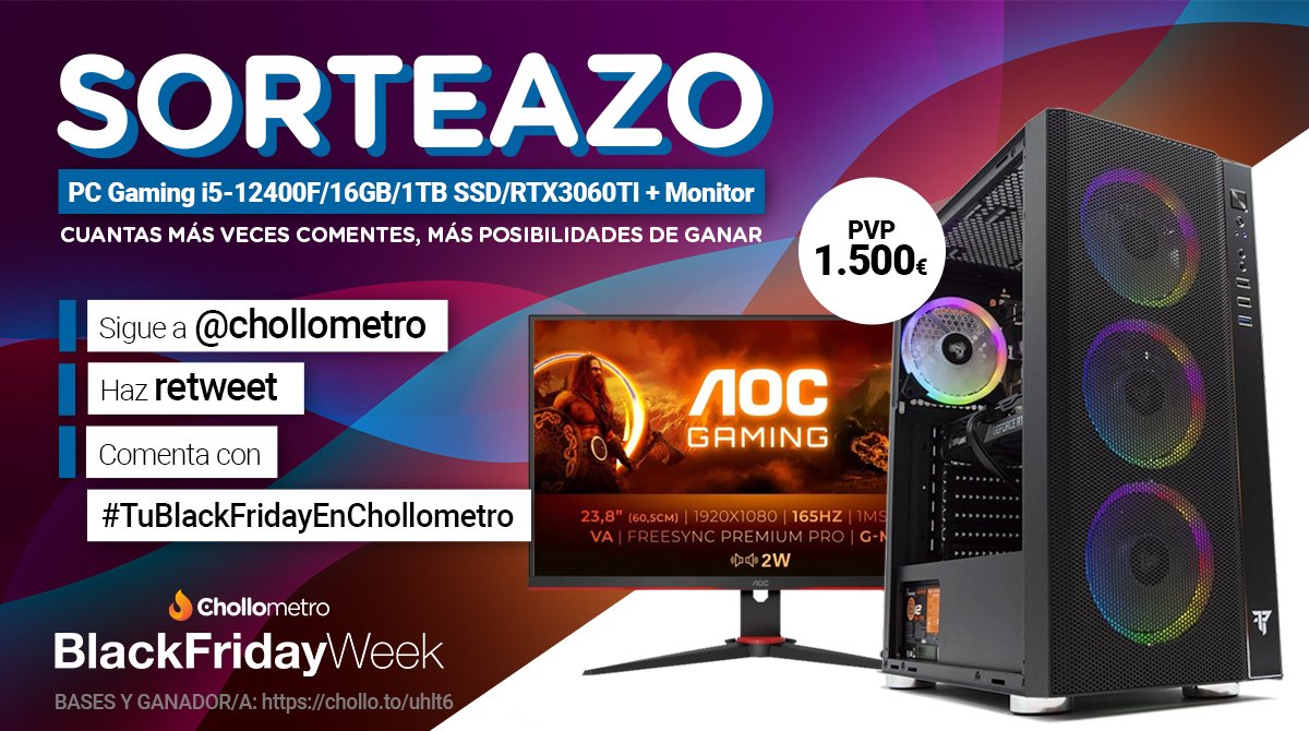 🔥NUEVO HASHTAG! MÁS OPORTUNIDADES! SUPER SORTEAZOOOOO! 🔥

Para participar:
👉Sigue a Chollometro
🔁Haz Retweet
✍️Comenta con #TuBlackFridayEnChollometro diciendo por qué tiene que ser para ti. Cuantos más comentarios más posibilidades

Vamos! Llévate este pepinooooooo!
