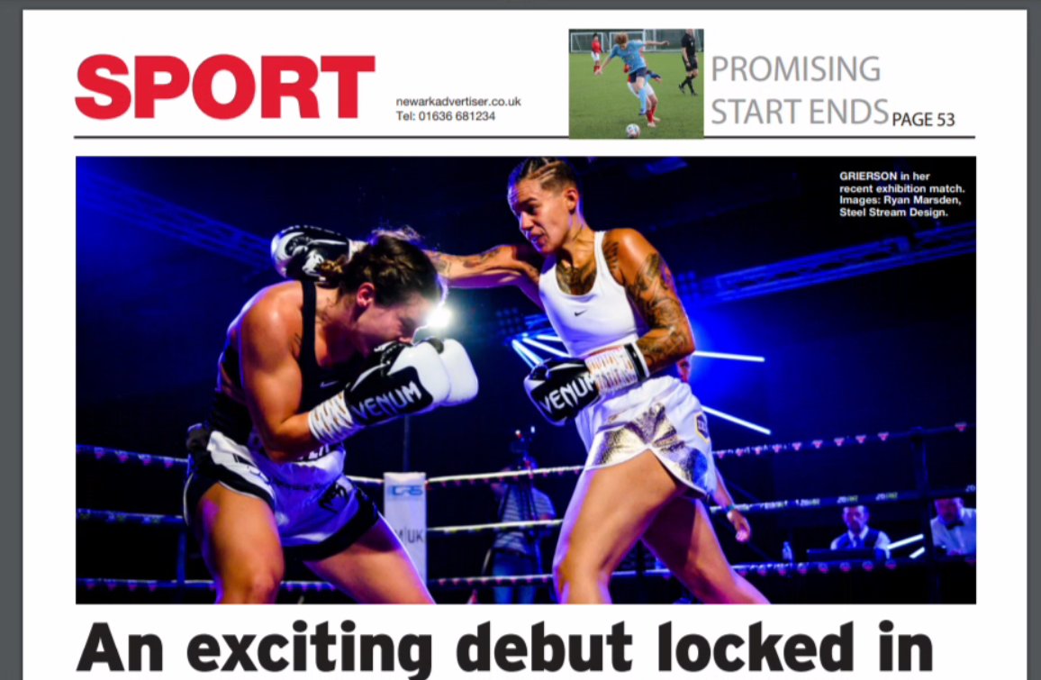 The prestigious back page today, Photos on the back page are not mine, they are by Ryan Marsden, of
Steel Stream Design. Words a combination from <a href="/suggysgym/">Dean Sugden</a> and myself. 
Good luck to Jade in her upcoming debut fight. 
Watch this space. #Newark #Boxing
