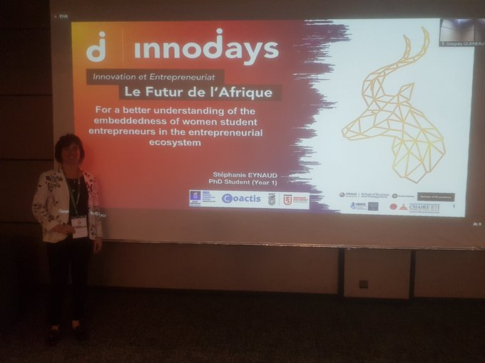 Labo_Coactis's tweet photo. Retour sur la conférence #Innodays2022 à Casablanca, sur la thématique des écosystèmes entrepreneuriaux. @StephanieEynaud, doctorante @Labo_Coactis, a présenté sa recherche "For a better understanding of the embeddedness of women student entrepreneurs" https://t.co/7cczQxTLEg