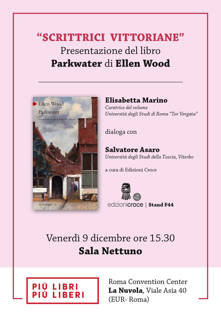 EdizioniCroce's tweet photo. Presentazione del libro di Ellen Wood, Parkwater, il 9 dicembre alle 15.30 a @piulibri22 

#novitàeditoriali #ellenwood #scrittricivittoriane #unclassicoèpersempre #plpl22 #lanuvola #roma #book #books #libridaleggere https://t.co/A5VIZcXKgb