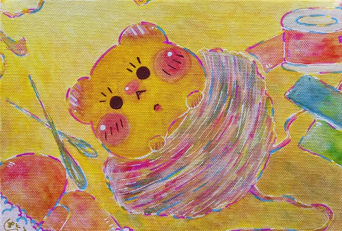 「 編み物失敗? 」2022年9月制作#illustration #イラスト 