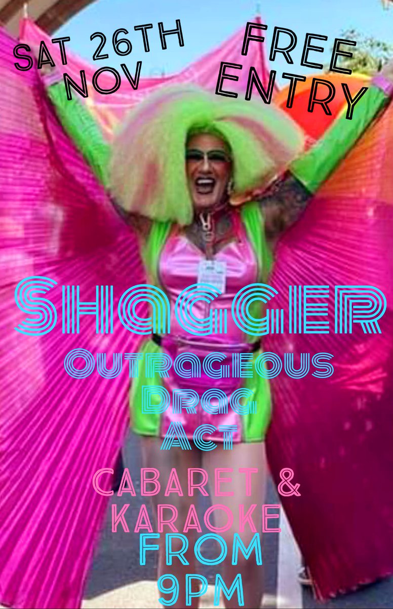 railwayhelsby's tweet photo. We have a fun filled weekend for you 🎉
Fri England v USA 7pm ⚽ followed by karaoke 🎤
Sat Shaggerada Outrageous Drag Act 
Sun Roast dinners from 2 pm 🦃
#Helsby #Frodsham #Cheshire #DragQueen #karaoke https://t.co/aVdgf3h1Rb