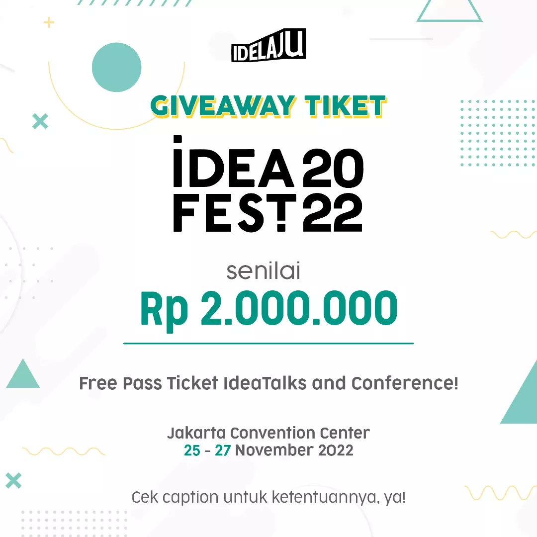 GIVEAWAY TIKET <a href="/IdeafestID/">🔜 IDEAFEST 2024.</a> 2022

Untuk 2 orang yang beruntung, yuk segera merapat ke postingan di bawah ini ⬇️

instagram.com/p/ClV7DkxSMR3/…

#Giveaway #GiveawayTiket #IdeaFest2022