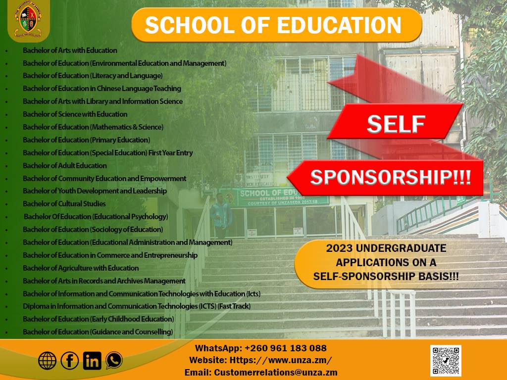 Distinguish yourself and be part of the 6th University in Africa by enrolling in any of the undergraduate programmes in the School of Education.