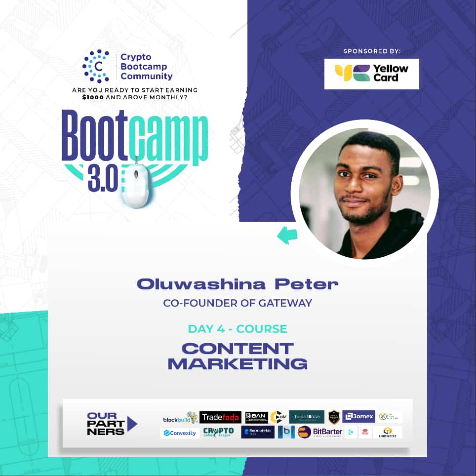 EmmanuelAjao2's tweet photo. These are our tutors for today class 🔥🔥🔥, don't try to miss it 🤪
🚀🚀🚀
@MaryjaneCMU
@RegainMaryjane
#bootcamp3
#cryptobootcamp https://t.co/bz6wFuY0jM