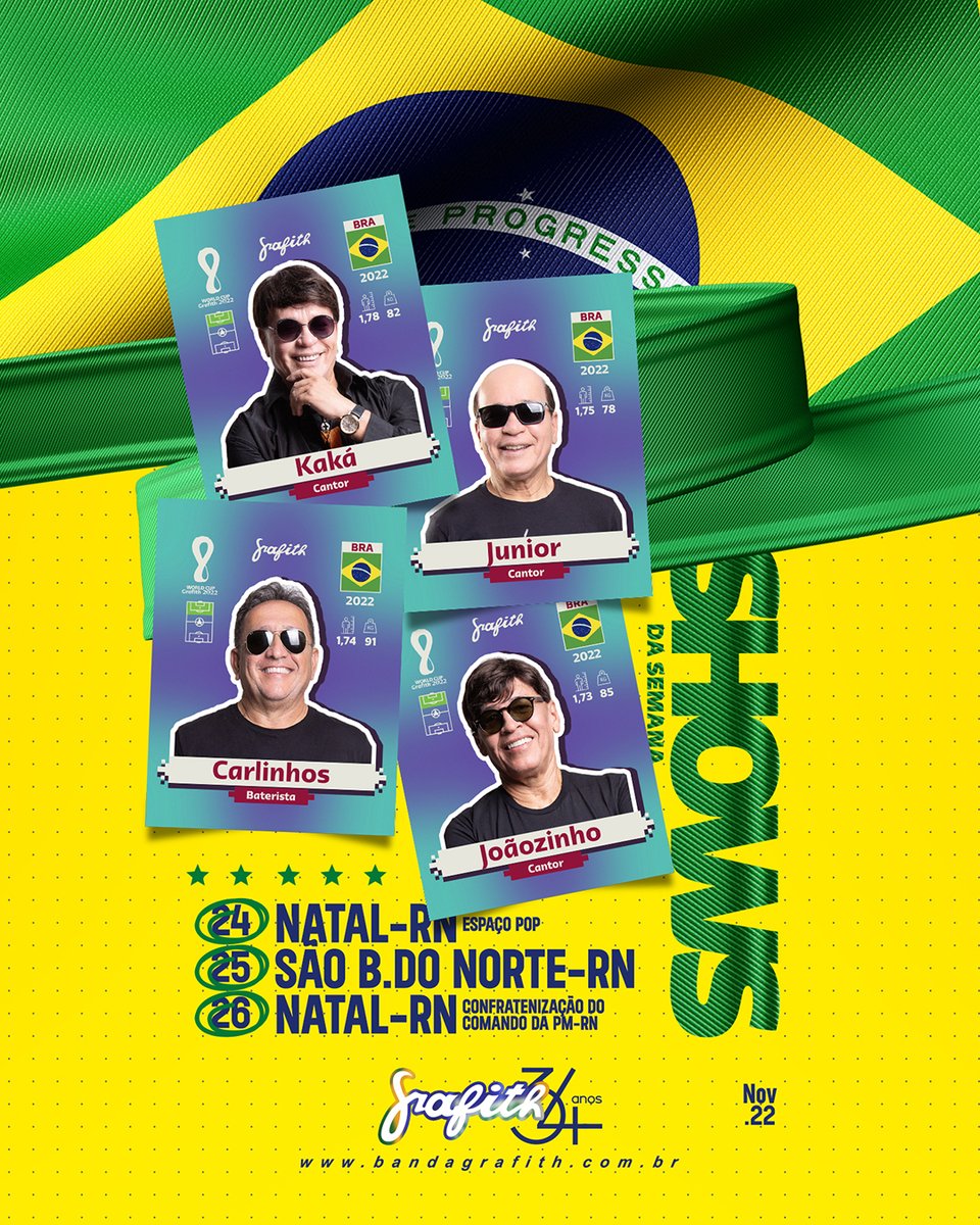 grafithoficial's tweet photo. Estamos prontos para bater um bolão neste fim de semana. Quem vai com o Grafithão para essas partidas? ⚽️🎶 #showsdasemana #bandagrafith https://t.co/rehPnkbcVE