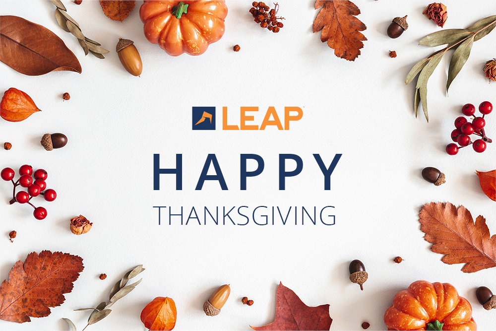 LEAP4Lawyers's tweet photo. Wishing you and your loved ones a #HappyThanksgiving, from all of us here at LEAP! 🦃 We are grateful today and every day for our clients, partners, and fantastic team of LEAPsters! https://t.co/KAgkkque8O