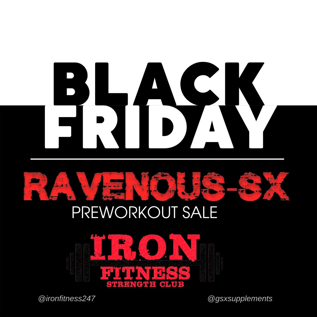 GsxSupplements's tweet photo. We’re at @IronFitness247 Saturday 26 from 12 noon. Bring your shakercup and try our RAVENOUS-SX #preworkout 

#sale #tasting #samples #energy #focus #pump #gym #training #strength #muscle #free #blackfriday #gymlove #performance #bodybuilding #insaneenergy #markham https://t.co/lkcQFCYVS8