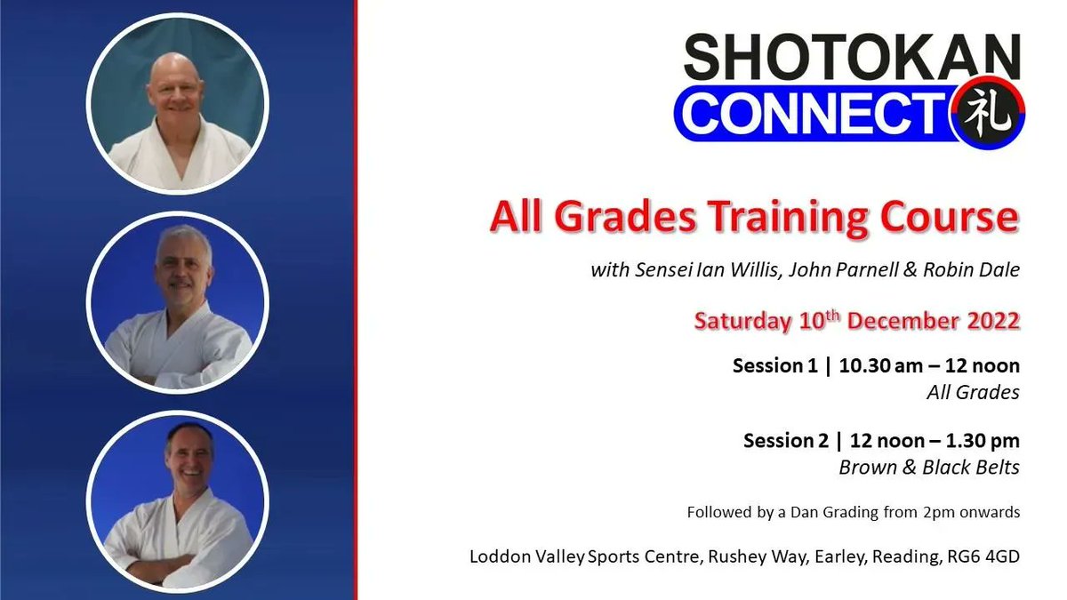 shotokanconnect's tweet photo. Not long now until our All Grades Training Course &amp; #DanGrading. You need to have registered &amp; paid online beforehand.

To all those preparing to grade, we wish you the best of luck as you enter your final stages of preparation.

https://t.co/tFYyytkGSn 

#Shotokan #Karate https://t.co/N1wtm50mtD