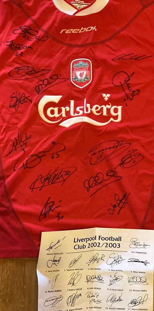 Here's today's #AMAZING auction announcement...🎁

A <a href="/LFC/">Liverpool FC</a> 2002/03 Team Signed Home Shirt! Thank you Barry Neild!

Get your bids in to secure this one-of-a-kind prize 👉 bit.ly/3EfK5qo

<a href="/GiveOpinions22/">Give Opinions</a> 
<a href="/RachelPerera1/">Rachel Perera</a> 
<a href="/KeegsKeegan/">Ben Keegan</a> 
<a href="/vegacomms/">Vega Comms</a> 
<a href="/ModernEnglish/">Modern English Digital</a>