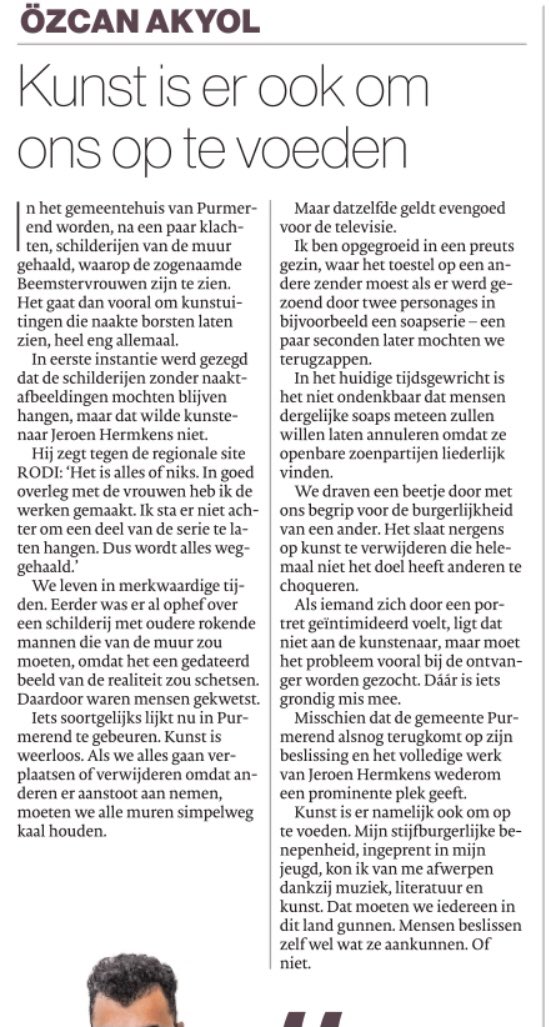 Corienbs's tweet photo. Doordraven met begrip voor burgerlijkheid, kunst verwijderen voor wat borsten. Het werk van Jeroen Hermkens mocht niet in z’n geheel blijven hangen in Purmerend! 🙈
Mooie column 👌van @OzcanAkyol in de @ds_Zwolle 
#Purmerend 
#preuts
#aanstoot
#beemstervrouwen https://t.co/Uty0aqm12N