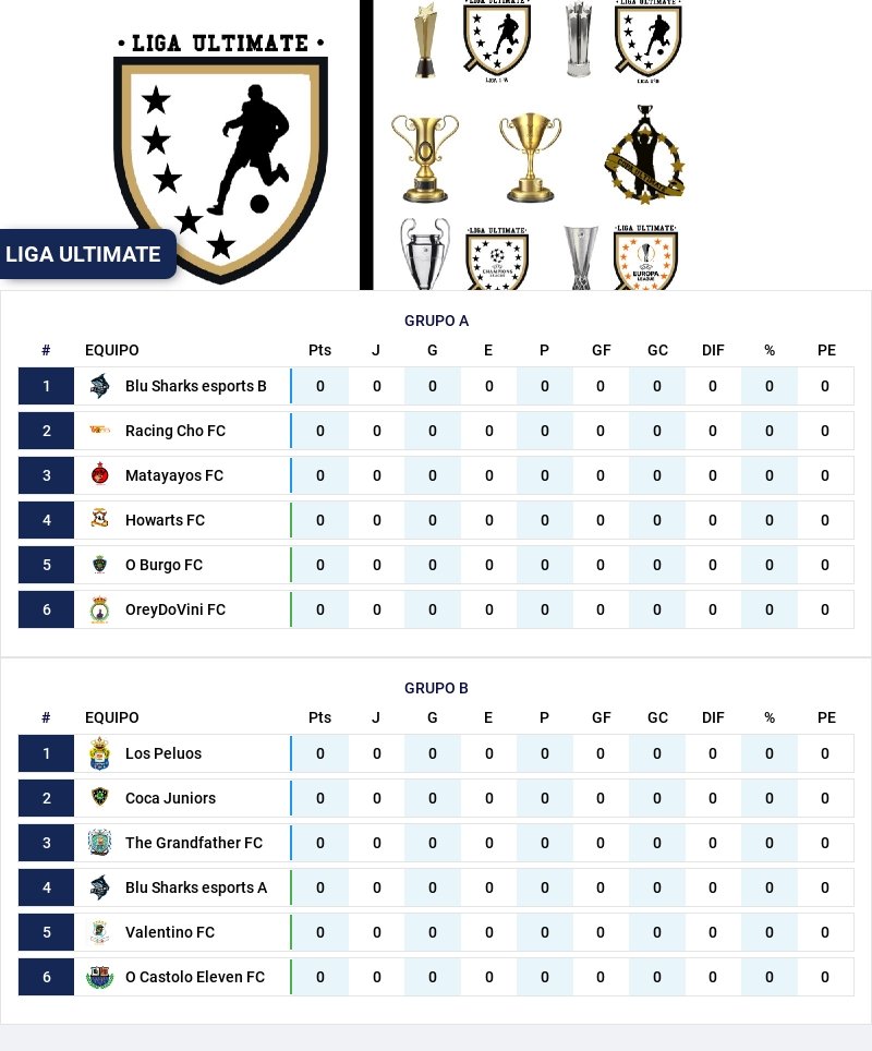 Todos los equipos participantes de la LIGA ULTIMATE. Que equipo entrará en la Champions League y Europa League?