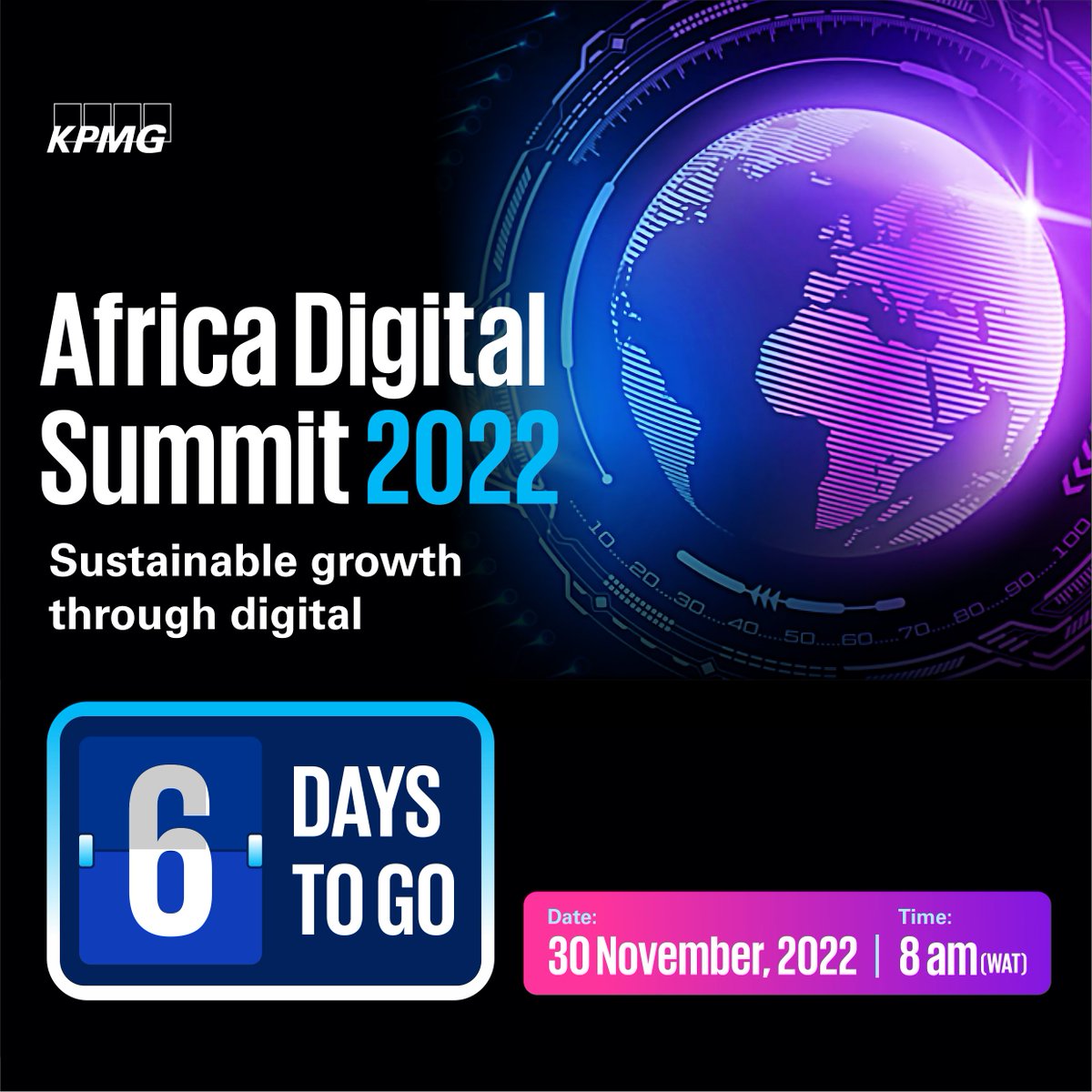 It's 6 days to go. Register now! bit.ly/3ABv69u

#KPMGAfricaDigitalSummit