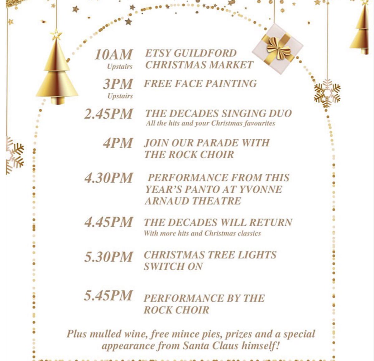 Peter Gordon (@pgcomms) on Twitter photo See you at <a href="/TunsgateQuarter/">tunsgatequarter</a> TODAY!
After school Family fun - including the Christmas Tree Lights Switch on with Father Christmas & ‘Mary from the Dairy’ (😉)!
<a href="/EtsyGuildford/">Etsy Guildford</a> @FountainCentre <a href="/ExperienceGford/">Experience Guildford</a> <a href="/YvonneArnaud/">Yvonne Arnaud Theatre</a> <a href="/BensRecords/">Bens Collectors Records</a> <a href="/ivyguildford/">The Ivy Castle View</a> 🎶🎄🎅🏻
#ChristmasinGuildford See you at <a href="/TunsgateQuarter/">tunsgatequarter</a> TODAY!
After school Family fun - including the Christmas Tree Lights Switch on with Father Christmas & ‘Mary from the Dairy’ (😉)!
<a href="/EtsyGuildford/">Etsy Guildford</a> @FountainCentre <a href="/ExperienceGford/">Experience Guildford</a> <a href="/YvonneArnaud/">Yvonne Arnaud Theatre</a> <a href="/BensRecords/">Bens Collectors Records</a> <a href="/ivyguildford/">The Ivy Castle View</a> 🎶🎄🎅🏻
#ChristmasinGuildford