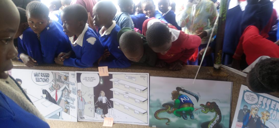 mpi_kenya's tweet photo. With @JFJustice Cartoon exhibitions at @mpi_kenya to kickstart the conversations on justice during this years 16 Days of Activism Against Gender Violence. https://t.co/MHnW4Aexxe