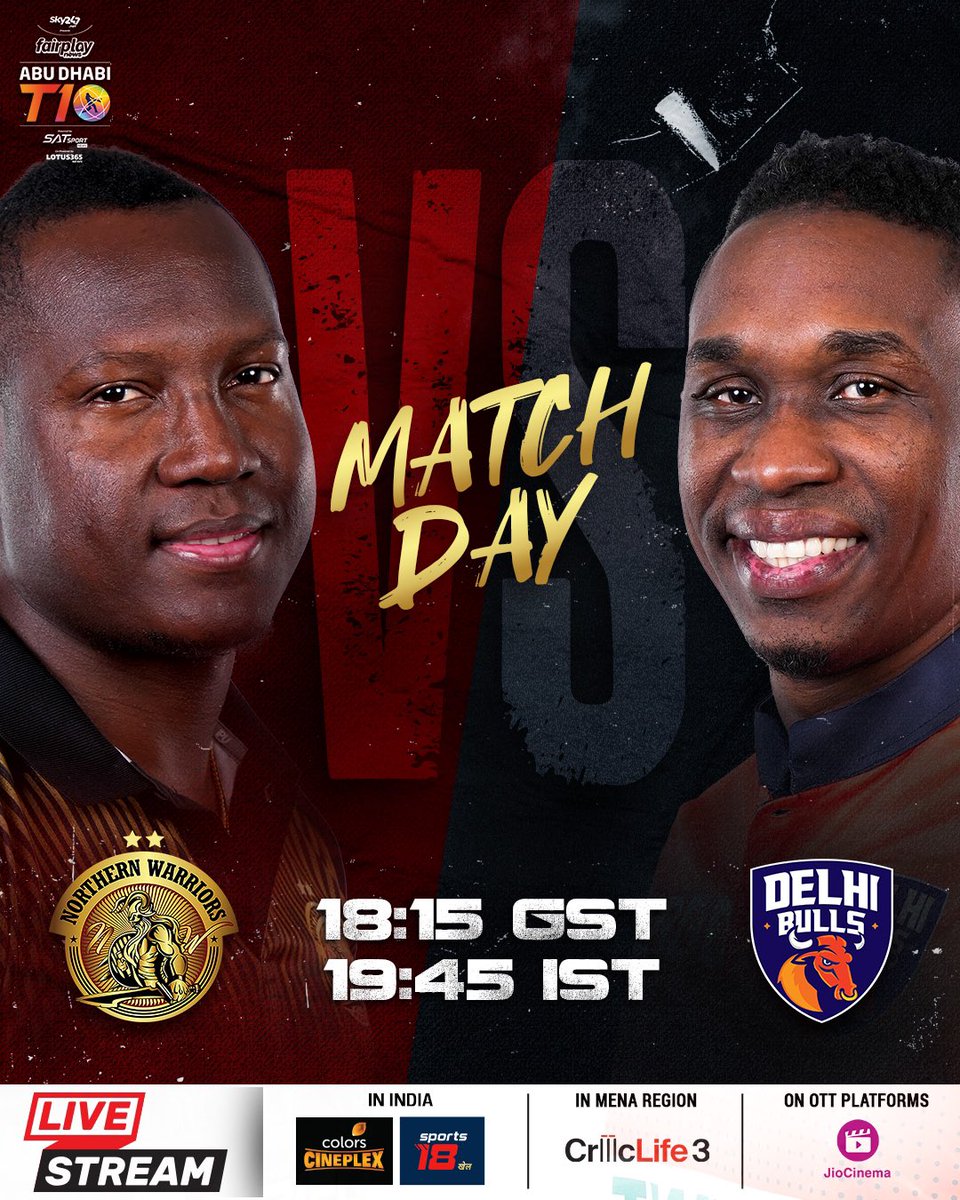 nwarriorst10's tweet photo. The wait is over!!! ๐ฅ
Our grind for glory ๐ begins tonight against the @DelhiBullsT10 ! ๐
#NorthernWarriors #NWvsDB #AbuDhabiT10 #CricketsFastestFormat @T10League https://t.co/yy10ndqjYY