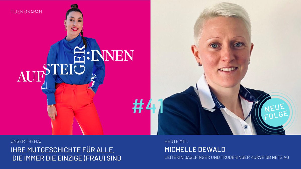Michelle Dewald (Leiterin der Daglfinger und Truderinger Kurve bei der DB Netz AG) ist eine der sichtbaren Frauen in der Baubranche. ✨ Darüber spricht sie mit <a href="/TijenOnaran/">Tijen Onaran</a>  in der neuen Podcast-Folge AUFSTEIGER*INNEN 🎧: tinyurl.com/3wecsusn <a href="/DB_Bahn/">Deutsche Bahn Personenverkehr</a> #GDWxDeutscheBahn
