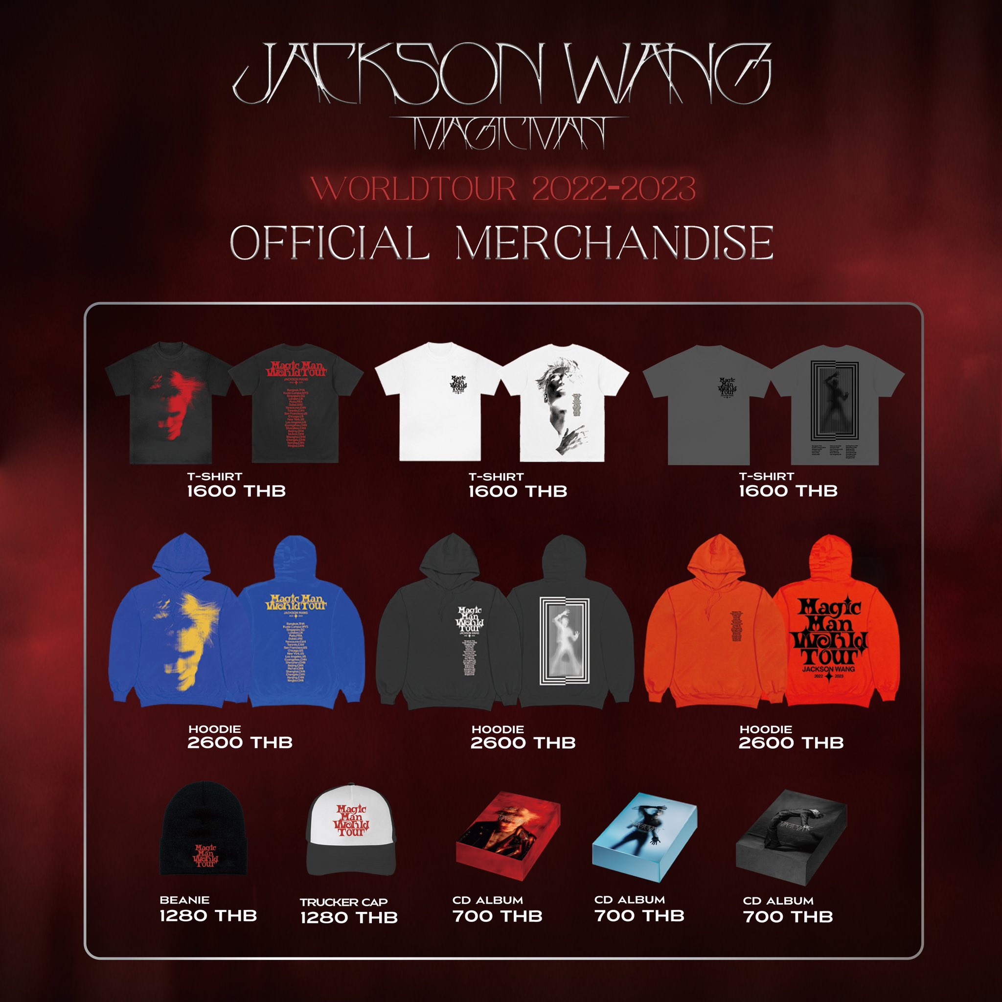 TEAM WANG records on X: JACKSON WANG MAGIC MAN WORLD TOUR 2022 BANGKOK  @JacksonWang852 Get your limited #MAGICMAN World Tour Merch before the  show. *Don't forget to grab “Finger Light” at the
