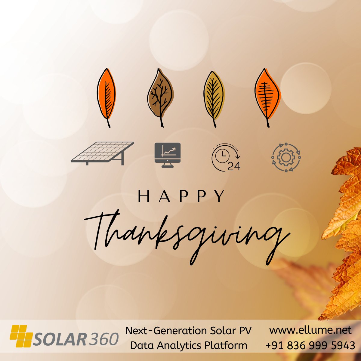 ellumesolar's tweet photo. Just a little gratitude can unblock the great potential of love.
Wishing you all a wonderful day full of happiness and abundance...
Happy Thanksgiving 
- @ViratDamania 
https://t.co/B0nR1SmtJg 
#centralizedmonitoring
#solarpv #AssetManagement  #RenewableEnergy #DataAnalytics https://t.co/PHZYel3HcY