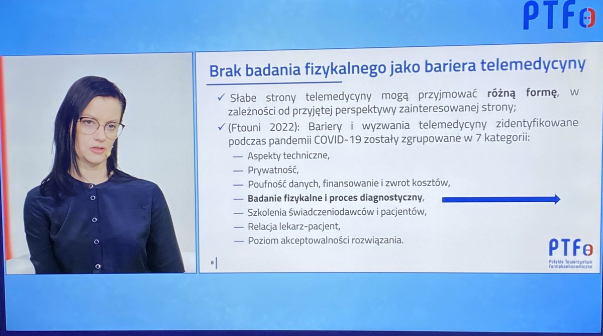 towarzystwoPTFe's tweet photo. Bariery stosowania rozwiązań telemedycznych w ochronie zdrowia - prezentacja grupy roboczej e-zdrowie, a w niej https://t.co/up4eorGHol. wykradanie danych wrażliwych, badanie fizykalne jako bariera świadczenia usług zdalnie, wykluczenie cyfrowe oraz bariery technologiczne #ptfe https://t.co/PFwySg0W7f