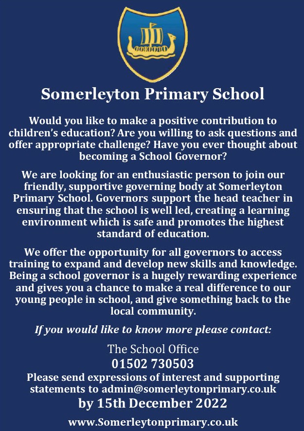Somerleyton Primary (@somerleytonps) on Twitter photo Somerleyton Primary School is seeking new Governors to join our fantastic team. Please get in touch if you'd like to know more about this rewarding role. Somerleyton Primary School is seeking new Governors to join our fantastic team. Please get in touch if you'd like to know more about this rewarding role.