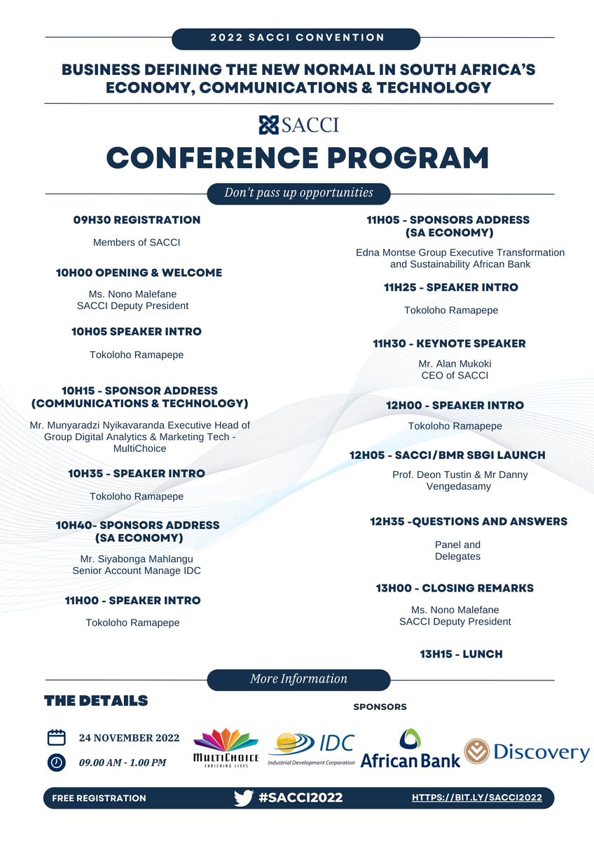Here is your Conference program for the day - #SACCI2022