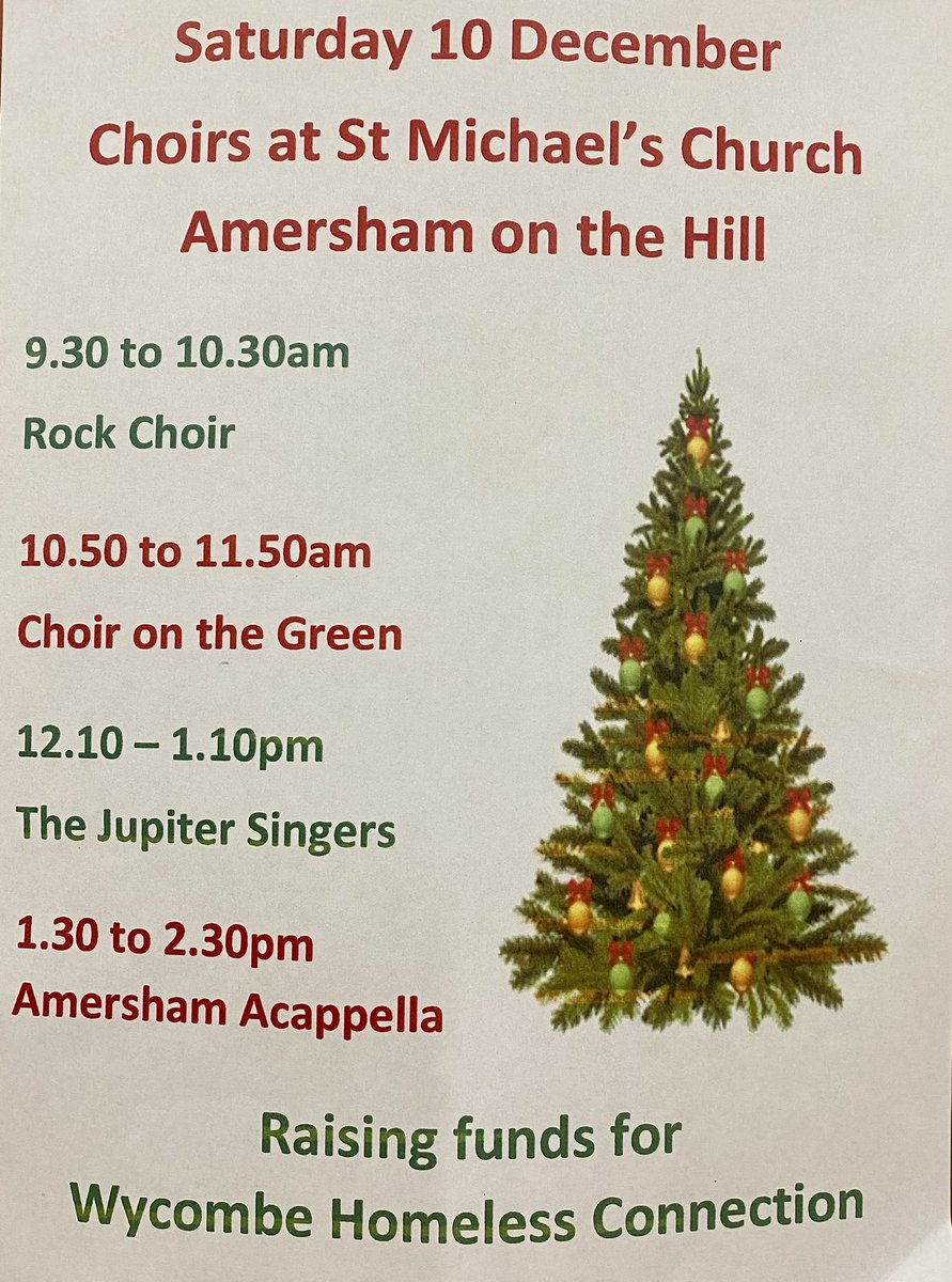 AmershamNews's tweet photo. Big Choirs Festival Sat 10 Dec, St Michael’s Church #Amersham. Local choirs singing outside the church (inside if wet) raising funds @WycombeHomeless. Free of charge - donations requested.

In the church 24 Xmas Trees spponsored and decorated by #local Community Groups #choir https://t.co/A0ilN593CH