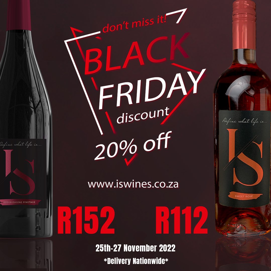 ISWinesSA's tweet photo. DM Us NOW‼️

Premium Bushvine Pinotage : R152
Premium Sweet Rosé: R112

#blackfriday #blackfridaysale #iswines🍷 #Pinotage #SweetRose https://t.co/tXr0fJjUMj