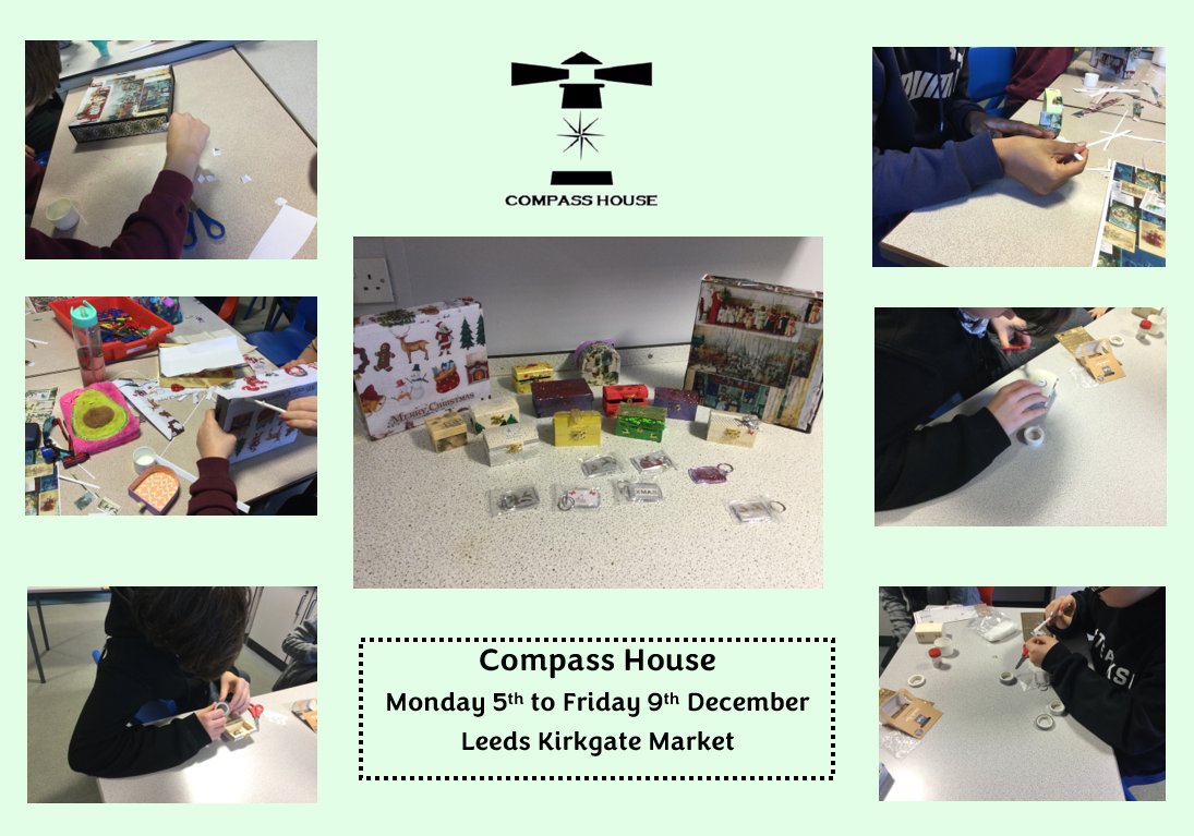 Students <a href="/West_SILC/">West SILC</a>  have been busy making decorative boxes and christmas keyrings. 

Compass House – Monday 5th to Friday 9th December – 10am till 2pm – Leeds Kirkgate Market