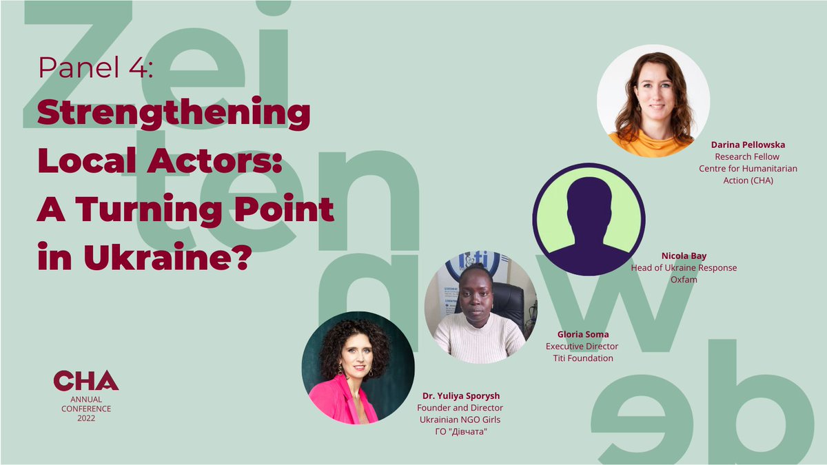 cha_germany's tweet photo. #CHA22 day 2 starts with Panel 4 on “Strengthening Local Actors: A Turning Point in Ukraine?” including @godivchata  / Ukrainian NGO "Girls", Nicola Bay @Oxfam_DE, Gloria Soma / Titi Foundation and Darina Pellowska. Discuss with us in a fishbowl format: https://t.co/AeK0CkNl4y https://t.co/Ha1A7OYoOk