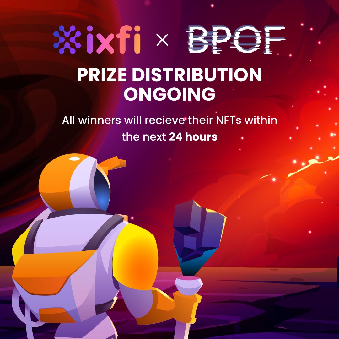 ixfiexchange's tweet photo. 🎉The moment you all have been waiting for is here!
👉All the 350 winners will receive their NFTs within the next 24 hours.
Once the prize distribution is completed the winners list & transaction details will be available.
‼️Stay tuned for more!
#ixfi #bpof #elrond #maiar https://t.co/WjmZHoDOpZ