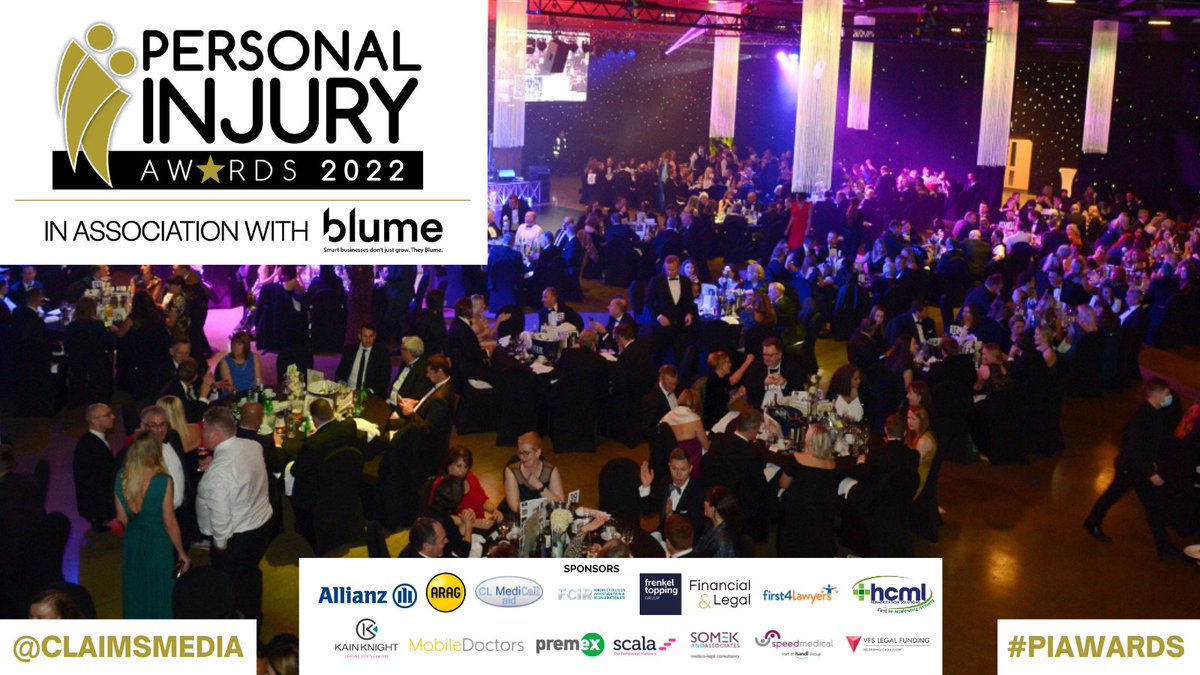 ClaimsMedia's tweet photo. Today’s the day! The Personal Injury Awards 2022 in association with @BlumeUK kicks off at 7pm this evening, with the ceremony due to take place at around 10pm. Stay tuned to #PIAwards for all of the announcements as they happen! 

#PersonalInjury https://t.co/CpsU86dyhJ