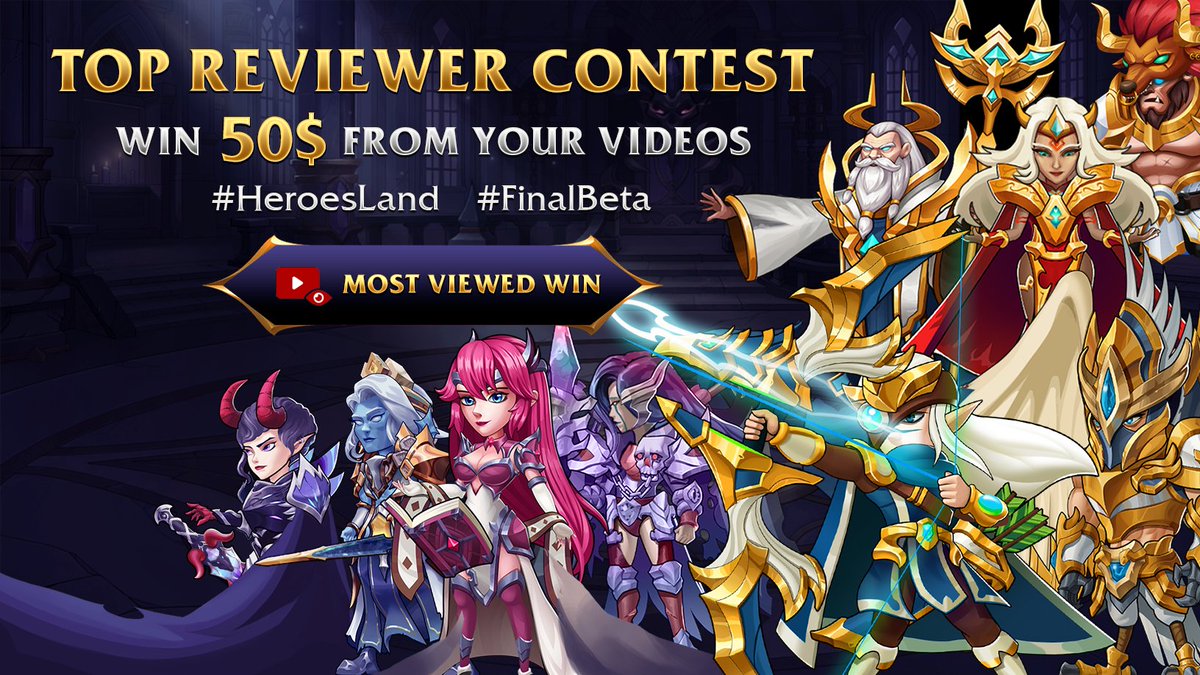HeroesLand_P2E's tweet photo. 📺 SPREAD THE LOVE FOR HEROES LAND - REVIEW TO WIN $$$

$50 to the one with the most views! We will select 2 winners for the next 2 weeks.

Upload your video on Youtube with hashtag #HeroesLand #FinalBeta now! https://t.co/HXQ1jznXDN