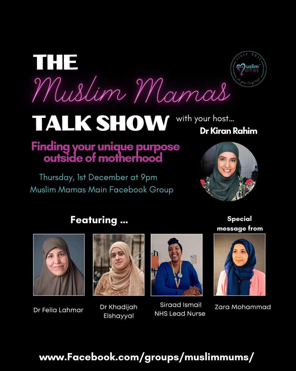 Our next talk show is coming very soon, talking about our true potential as Muslims mothers! We are talking empowerment, careers and advancing as women beyond our role as mothers! Live in our Facebook community!