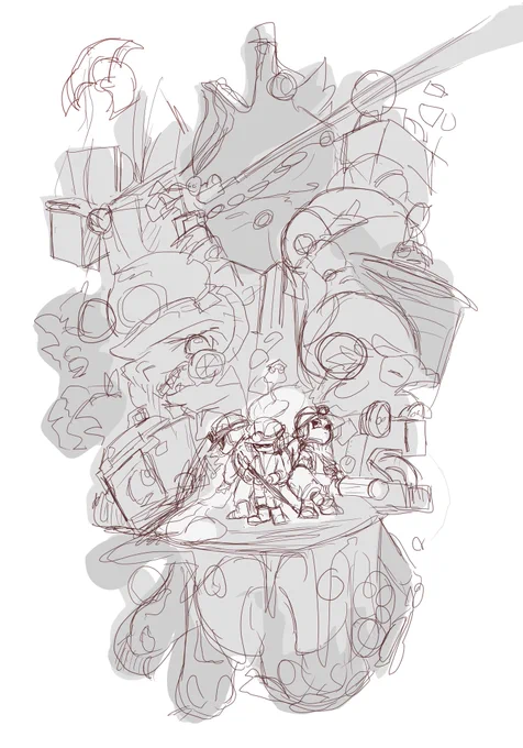 よく暇つぶしに集合絵を描くんだけど基本的に下書きで終わってしまって可哀想なので載せる 