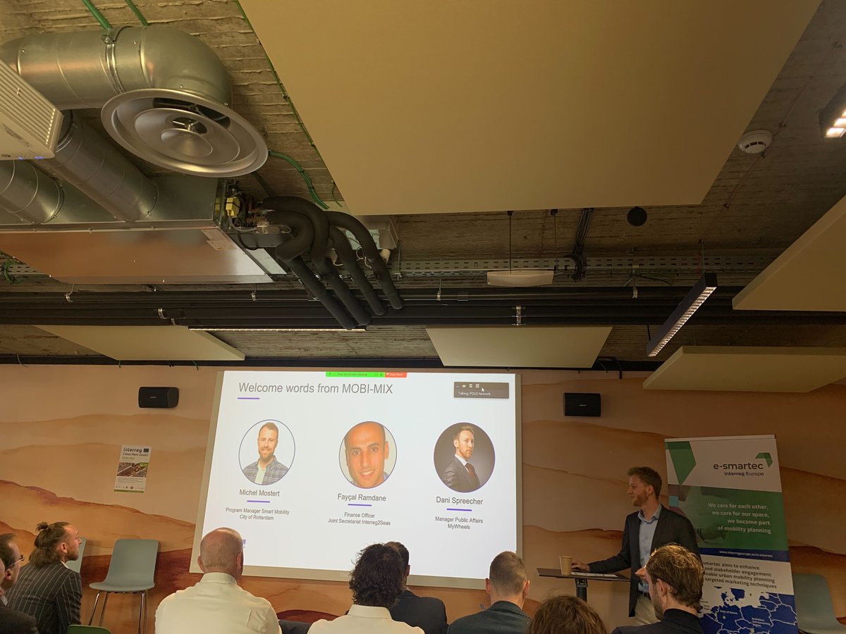 MOBI-MIX (@mobimix_2seas) on Twitter photo Day 2 of the joint conference with <a href="/e_smartec/">e-smartec Project</a> has started!
Today we focus on the MOBI-MIX project, first up we are hearing from Michel Mostert from <a href="/rotterdam/">Gemeente Rotterdam</a> and Dani Spreecher from <a href="/my_wheels/">MyWheels</a> delivering a keynote speech.
You can join us online here 👉us06web.zoom.us/j/83343041810 Day 2 of the joint conference with <a href="/e_smartec/">e-smartec Project</a> has started!
Today we focus on the MOBI-MIX project, first up we are hearing from Michel Mostert from <a href="/rotterdam/">Gemeente Rotterdam</a> and Dani Spreecher from <a href="/my_wheels/">MyWheels</a> delivering a keynote speech.
You can join us online here 👉us06web.zoom.us/j/83343041810