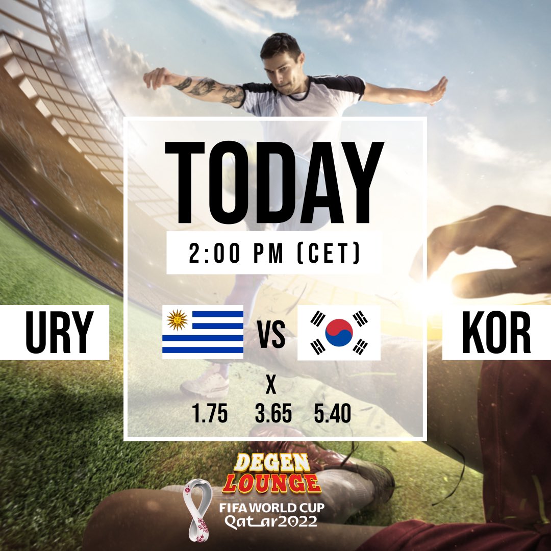 CairoFinance's tweet photo. #WM2022 

#uruguay x #republicofkorea 

What do you think? 

Bet every game on #degenlounge 

https://t.co/3yDRErmijT https://t.co/UL71eO5NHA