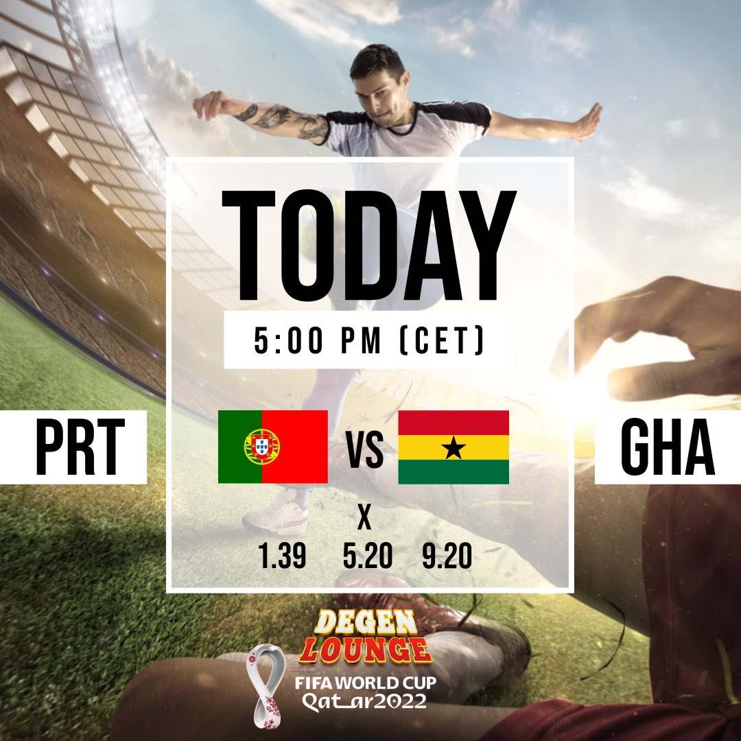 CairoFinance's tweet photo. #WM2022 

#portugal x #ghana 

What do you think? 

Bet every game on #degenlounge 

https://t.co/3yDRErmijT https://t.co/M4aVwUSKRK