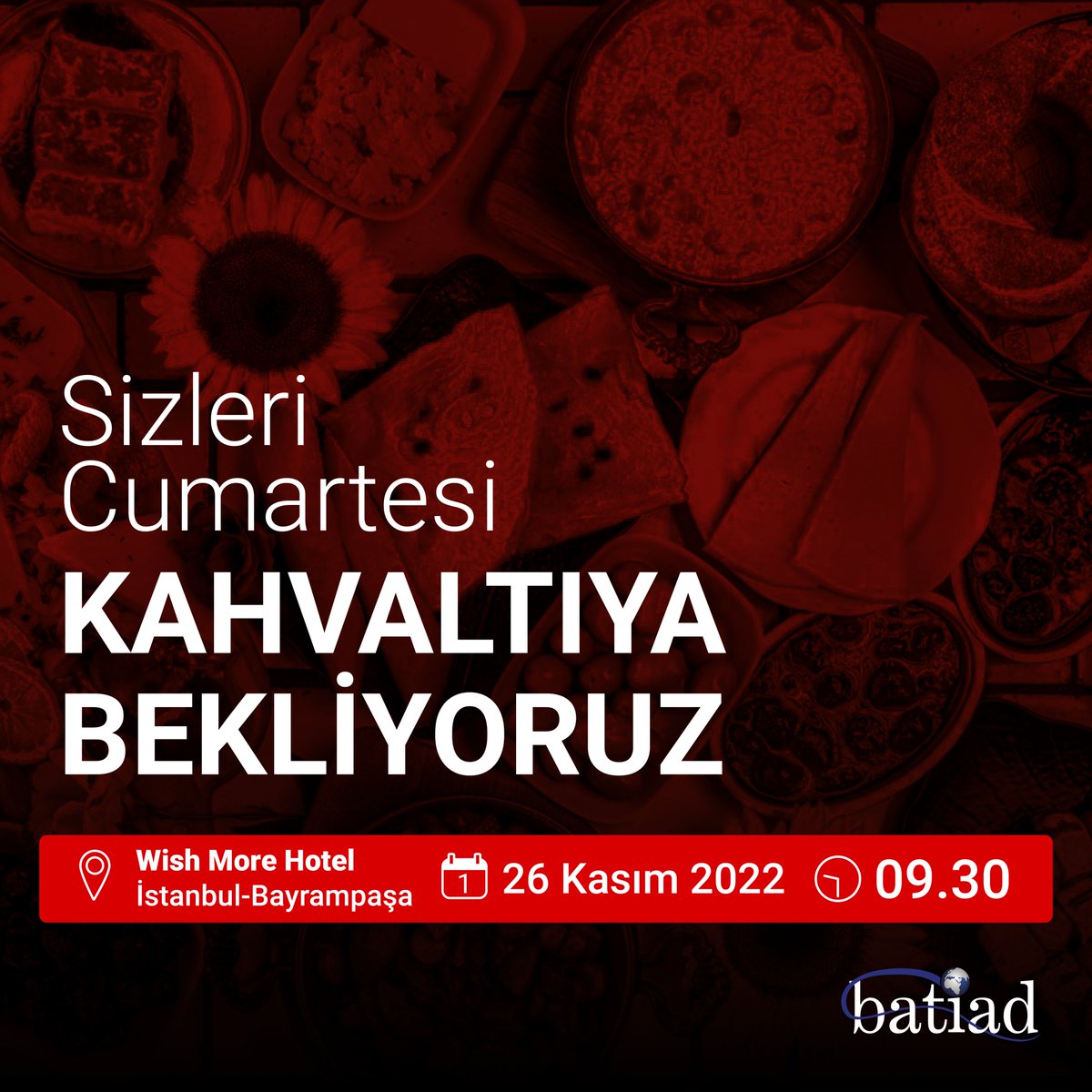 Batiadorg's tweet photo. Bu cumartesi @ihkibirlik , @Batiadorg  ve @trisadorgtr  katılımlarıyla gerçekleştirilecek kahvaltı organizasyonumuzda sizleri bekliyoruz.

#ihkib #trisad #batiad #bayrampaşatekstilmerkezi https://t.co/huhPjOq9pU