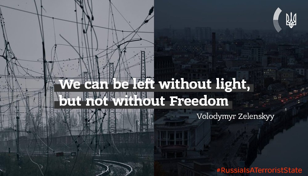 MFA_Ukraine's tweet photo. 🇺🇦 @ZelenskyyUa: “We can be left without light, but not without Freedom”

📷 Kostiantyn Liberov, @ReutersWorld 
#RussiaIsATerroristState https://t.co/5f88TDqXlz
