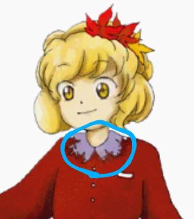 その2秋静葉(落葉)は元々襟に紅葉のような模様はなく普通の襟だった 秋穣子もスカートの白い模様は元々なかった 