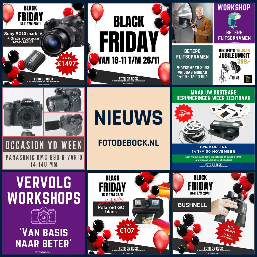 #FotoDeBock #Nieuws 24-11-2022 

fotodebock.nl/foto-de-bock-n… 

WIN EEN ACTION CAM: eepurl.com/bMYXKn 

#WinnaarActionCam #10ProcentKorting #Digitaliseren #BlackFriday #Flitsworkshop #Digitaliseren #BlackFriday #PolaroidGo #VervolgWorskhop #Actie #Ringfoto