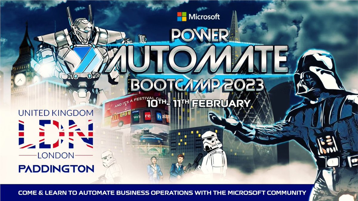 Powerthon's tweet photo. Announcing #PowerAutomate Summit 2023! London Paddington!
👉 Register - https://t.co/6m6qLI6Flo
📅10th February – Power Automate & RPA for beginner’s workshops
📅11th February – Power Automate Intermediate & Advanced Sessions
#AutomationSummit2023 #Powerplatform #MVPBUZZ https://t.co/SwFAMl7xgL