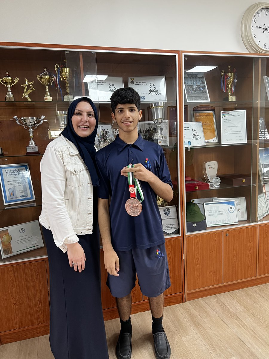 AIS_Sport's tweet photo. We are very proud of our grade 10 student, Rashid Al Ali for winning 3rd place in World Pro Championship at the Etihad Arena in Abu Dhabi. Rashid has now moved from yellow belt to blue belt. Well done Rashid! #AISSrSecondary #AISSports #AISExcellence https://t.co/8zAeNUbsQU